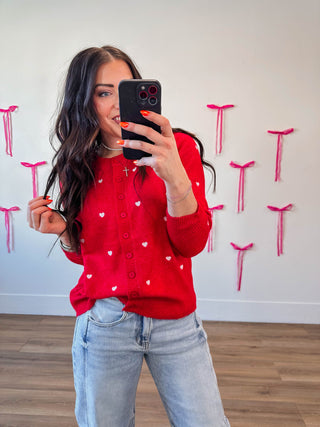 Be Mine Cardigan-Red