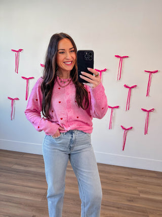 Be Mine Cardigan-Pink