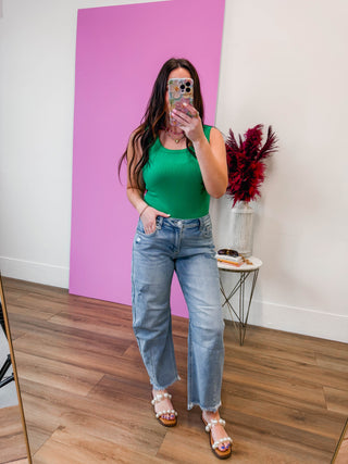 True Staple Ribbed Tank-Kelly Green