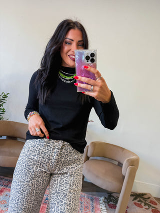 Everyday Mock Neck Top-Black