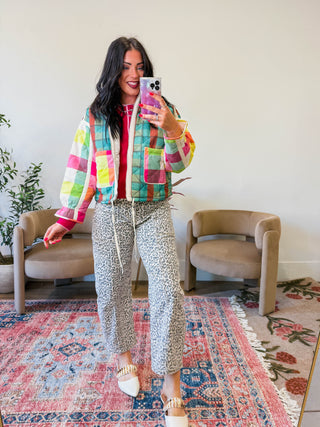 Prism Plaid Jacket-Green Mix