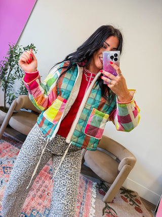 Prism Plaid Jacket-Green Mix