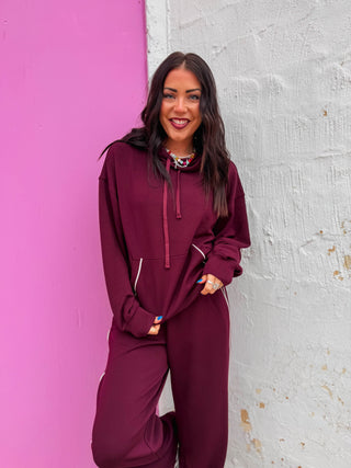 Weekend Mode Hoodie-Dark Cherry