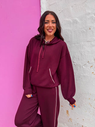 Weekend Mode Hoodie-Dark Cherry