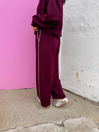 Weekend Mode Pants-Dark Cherry