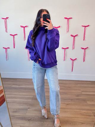 Winnie Mock Neck Sweatshirt-Purple