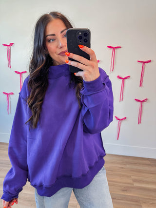 Winnie Mock Neck Sweatshirt-Purple