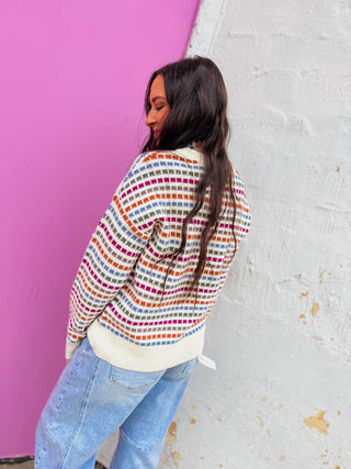 Casyn Striped Sweater-Magenta/Camel