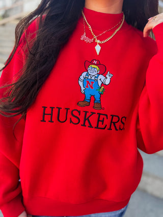 Herbie Huskers Embroidered Mock Neck