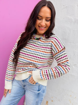 Casyn Striped Sweater-Magenta/Camel