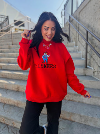 Herbie Huskers Embroidered Mock Neck