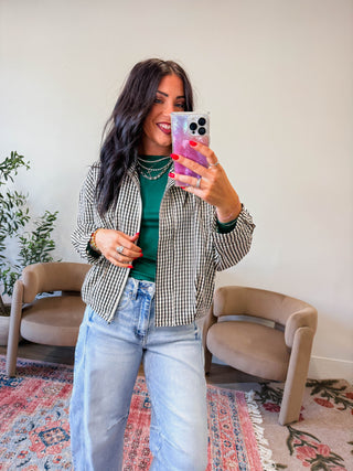 In Check Gingham Jacket-Black
