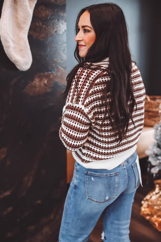 Kallie Striped Sweater-Mocha