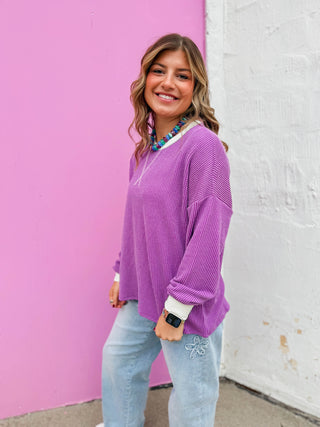 Go-To Corded Pullover-Light Plum