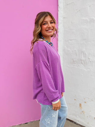 Go-To Corded Pullover-Light Plum