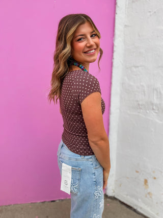 Reversible Polka Dot Top-French Roast