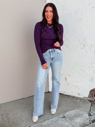 Lea Long Sleeve Top-Dark Plum