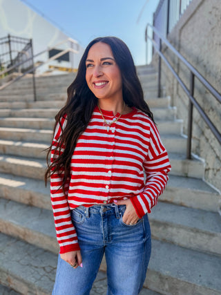On The Line Cardigan-Red