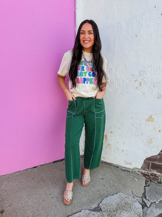 Hallie Barrel Pants-Green