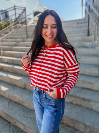 On The Line Cardigan-Red