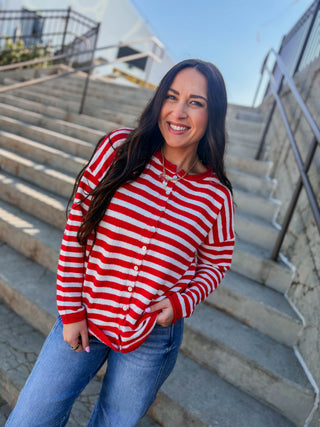 On The Line Cardigan-Red