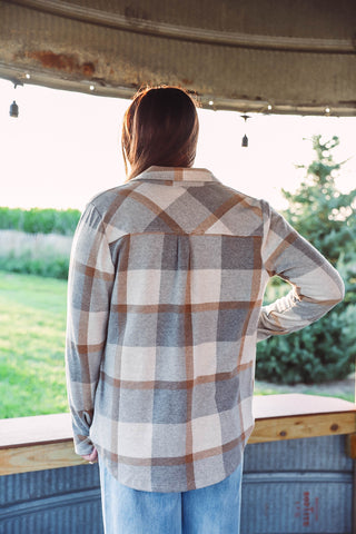 Lewis Top-Grey Brown Plaid-Thread & Supply