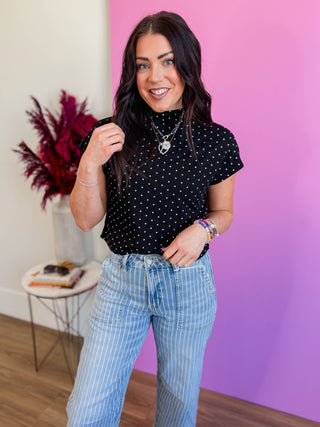 Ari Polka Dot Top-Black
