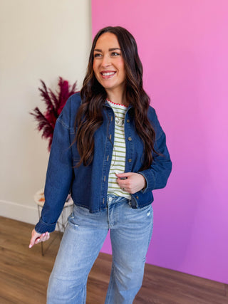 Melanie Striped Top-Apple Green