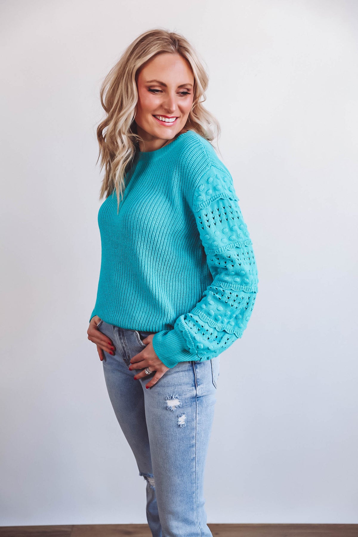 Gracie Sweater-Aqua