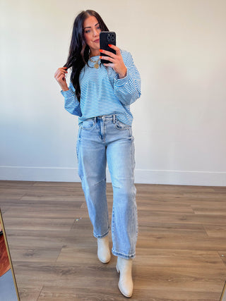 Layla Striped Scuba Top-Coastal