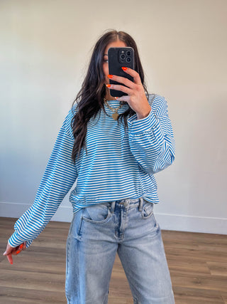 Layla Striped Scuba Top-Coastal