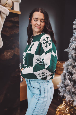 Snowed In Checkered Sweater