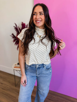 Ari Polka Dot Top-Cream