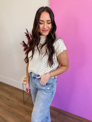Ari Polka Dot Top-Cream