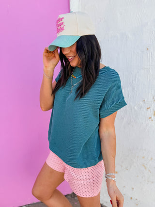 Simple Days Corded Top-Teal