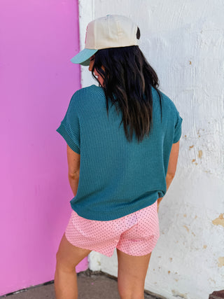 Simple Days Corded Top-Teal