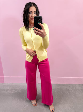 Amber Wide Leg Trousers-Hot Pink