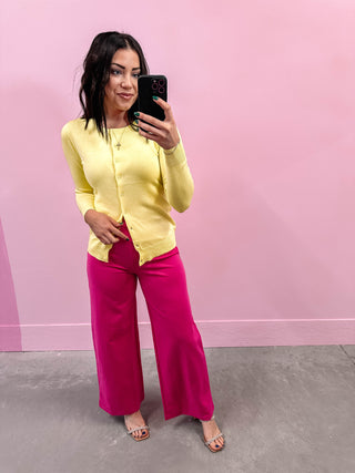 Amber Wide Leg Trousers-Hot Pink