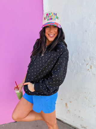 Millie Polka Dot Hoodie-Black