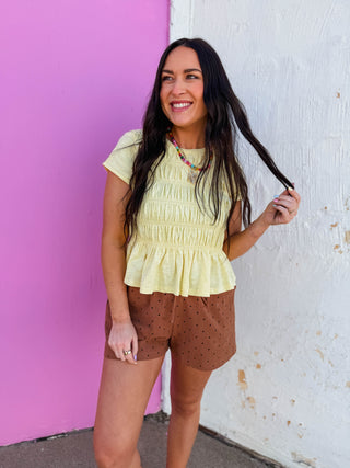 Lottie Polka Dot Shorts-Espresso