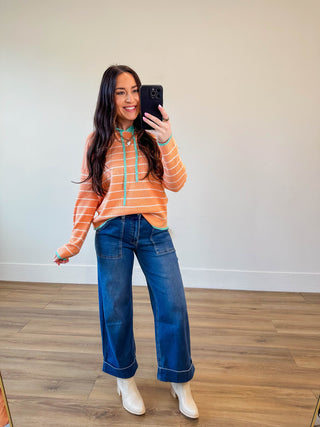 Cora Striped Waffle Knit Hoodie