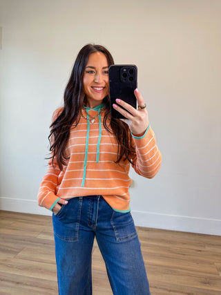 Cora Striped Waffle Knit Hoodie