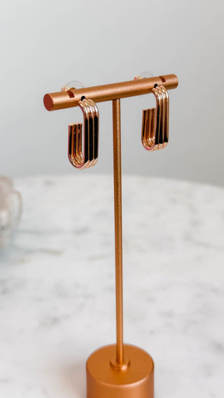 Gold 3 Layer Tubing Oval Hoop Earring