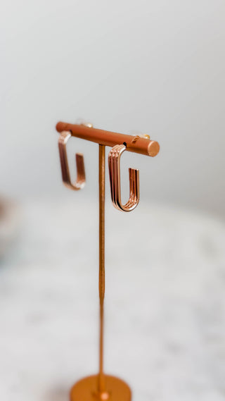 Gold 3 Layer Tubing Oval Hoop Earring