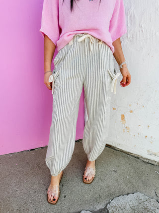 Josie Striped Pants-White/Black
