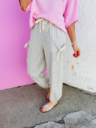 Josie Striped Pants-White/Black