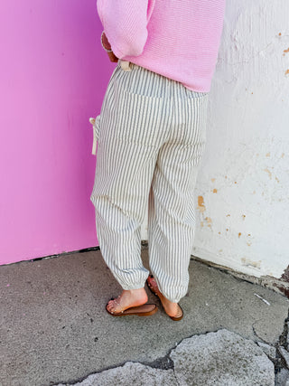 Josie Striped Pants-White/Black