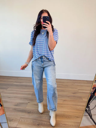 Easygoing Corded Top-Cornflower Blue