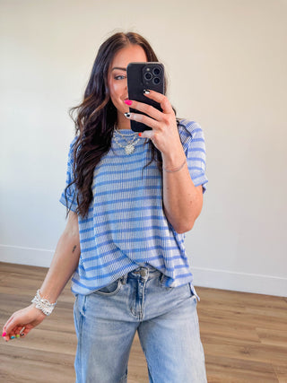 Easygoing Corded Top-Cornflower Blue