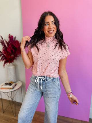 Ari Polka Dot Top-Pink